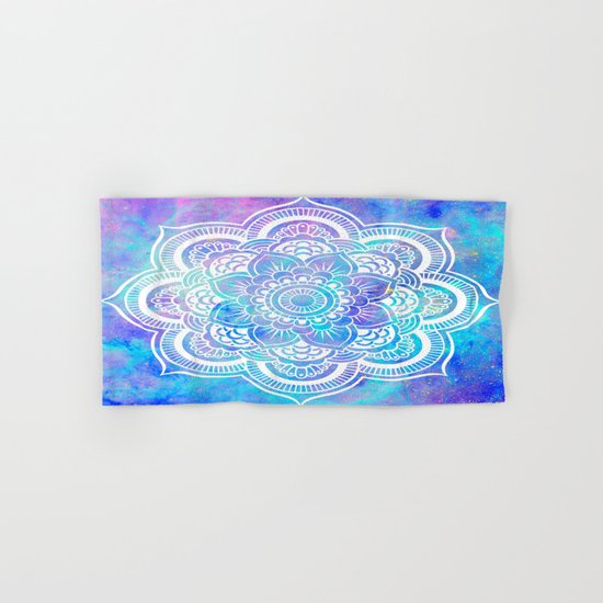 Mandala Pink Lavender Aqua Galaxy Space Hand & Bath Towel