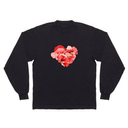 Heart red poppy love print Long Sleeve T-shirt