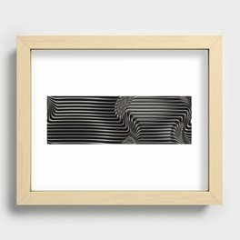 Silver futuristic wavy metal steel, Recessed Framed Print