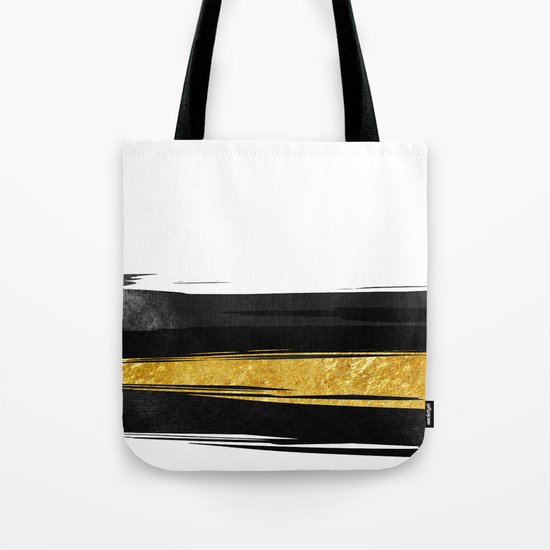 Gold and Black Stripes Tote Bag