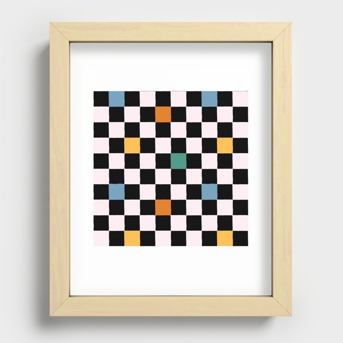 Groovy Retro Checkerboard Recessed Framed Print
