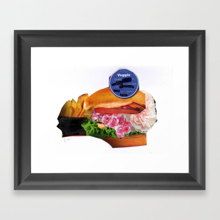 Burger & Roses · Rosa Rose Framed Art Print