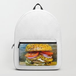 Veggie burguer. Digital watercolor painting Backpack | Framedprints, Digitalart, Prints, Accesories, Gifts, Watercolor, Homedecor, Decoration, Veggie, Burger 