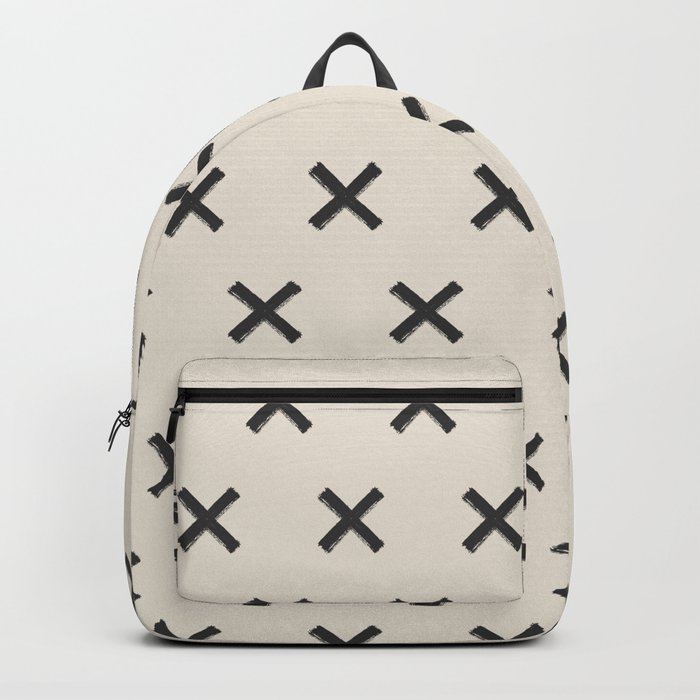 Cream & Black Scandinavian X Pattern Backpack