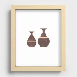 Greek Pottery 26 - Alabastron - Terracotta Series - Modern, Contemporary, Minimal Abstract - Brown Recessed Framed Print