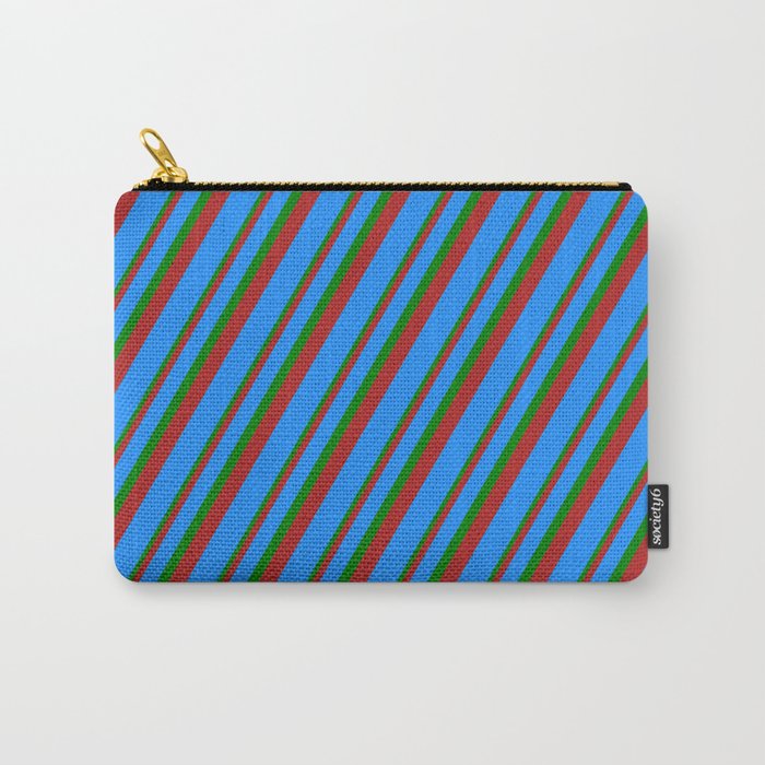 Red, Blue, and Green Colored Stripes Pattern Carry-All Pouch