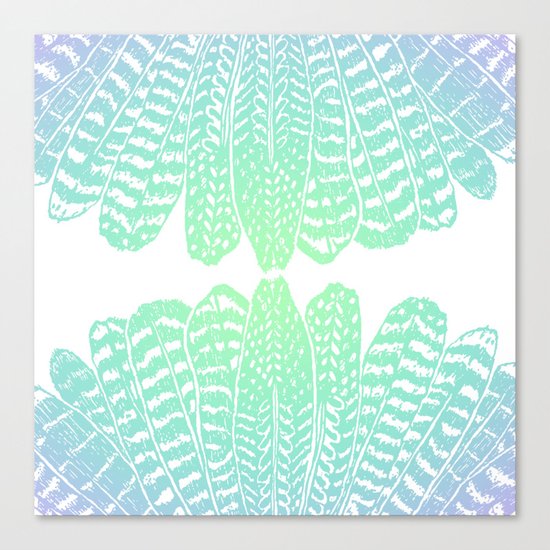 TRIBAL FEATHERS - SEAFOAM Canvas Print