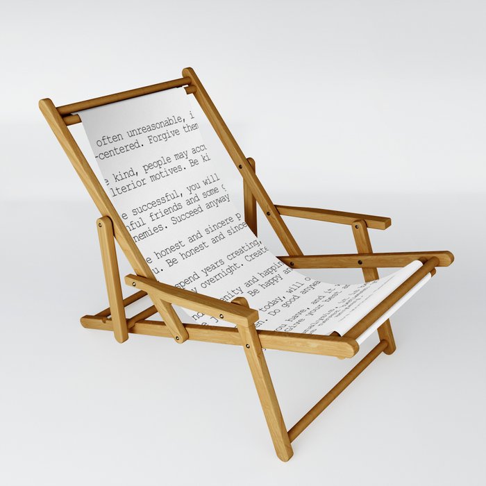 Do It Anyway by Mother Teresa #minimalism #inspirational Sling Chair