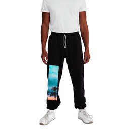 Tropical Palm Sunset in Turquoise Sweatpants