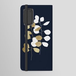 Leaf Duo, Gold and White on Navy Blue Android Wallet Case