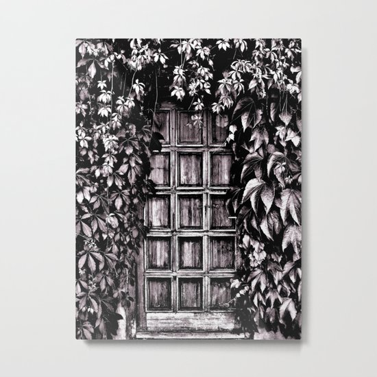 Black White Old Door Metal Print