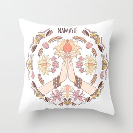 Namaste Hand/ Mandala/ Meditation Art/Illustration Throw Pillow