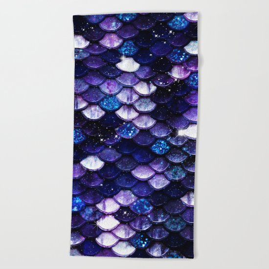 Mermaid Glitter Scales Beach Towel