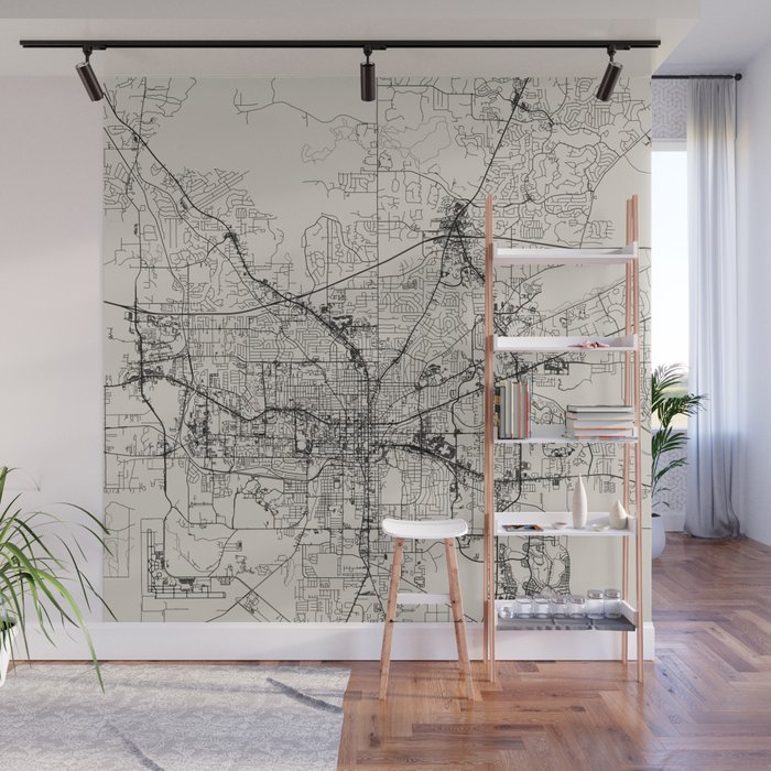 Tallahassee, Florida - City Map - Authentic Streets Drawing Wall Mural