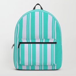 [ Thumbnail: Turquoise and Lavender Colored Stripes/Lines Pattern Backpack ]