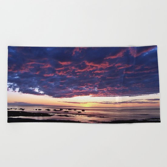 Textured Clouds at Sunset Beach Towel