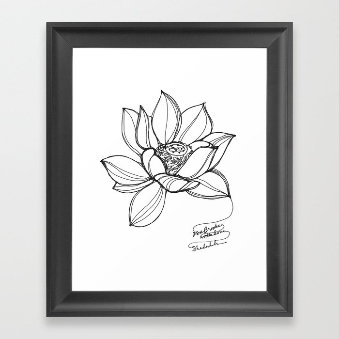 Lotus Flower A Continuous Line Drawing Framed Art Print By Kendrashedenhelm Society6