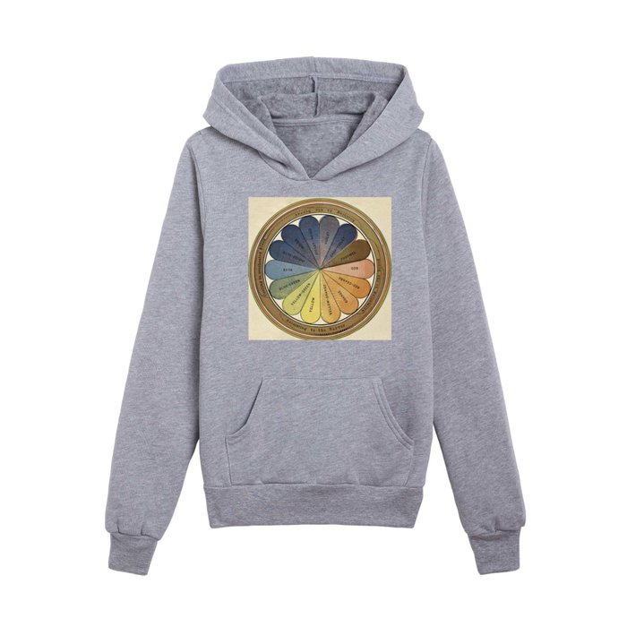 Antique Color Wheel- The Principals of Light and Color, Therapeutic Color Kids Pullover Hoodie
