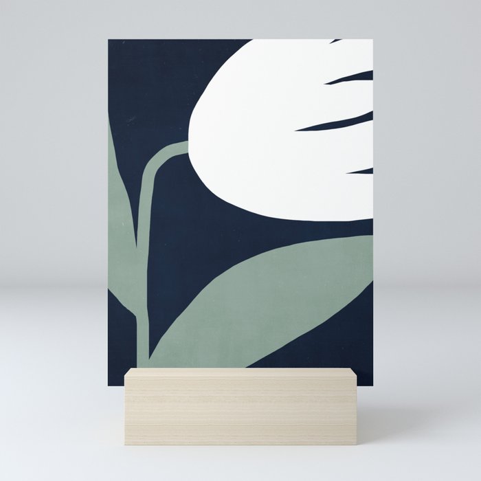 Abstract Flora - navy Mini Art Print