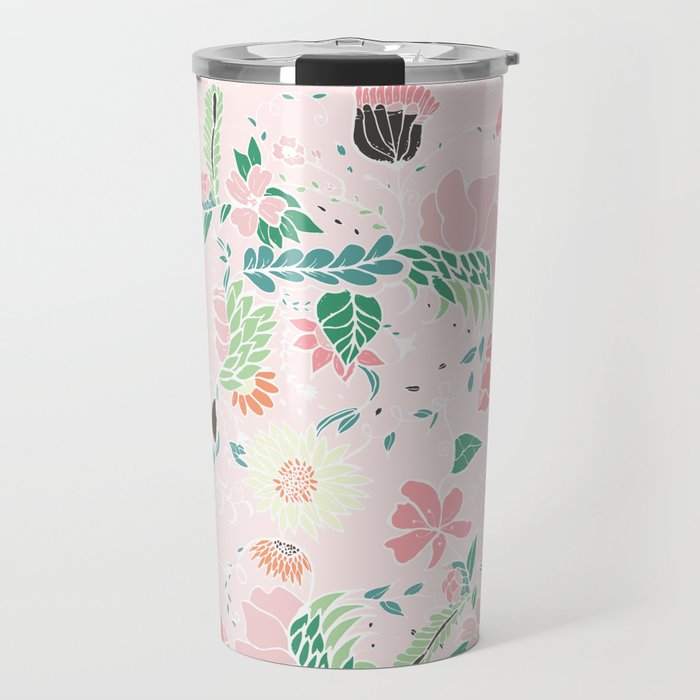 Modern pastel floral handdrawn blush pink illustration Travel Mug