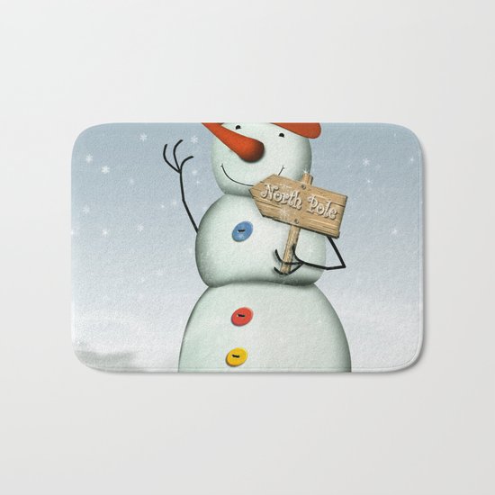 North Pole Bound Snowman Bath Mat