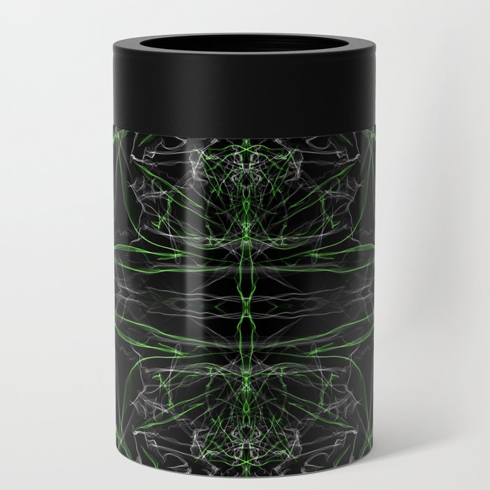 Liquid Light Series 8 ~ Green & Grey Abstract Fractal Pattern Can Cooler