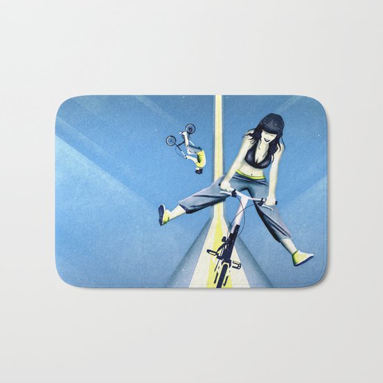 Happy Joyride (blue yellow) Bath Mat