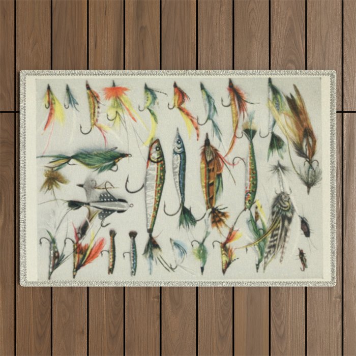 Fishing Lures Outdoor Rug by Blue Specs Studio