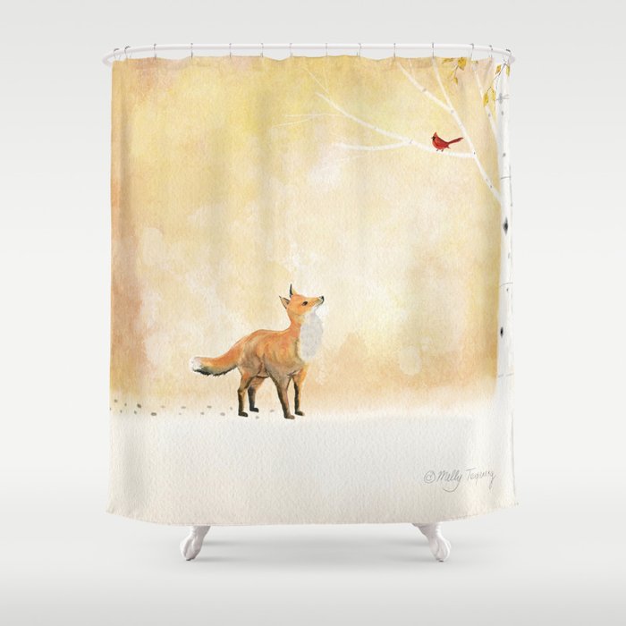 Fox and Cardinal  Shower Curtain