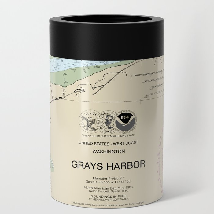 Grays Harbor Washington Nautical Chart 18502 Can Cooler