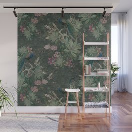 Bloomartgallery_Antique green peacock botanical exotic pattern Wall Mural