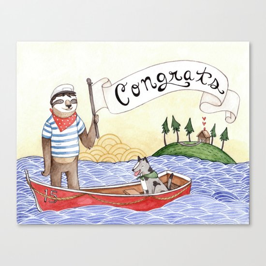 Sloth Congrats Canvas Print