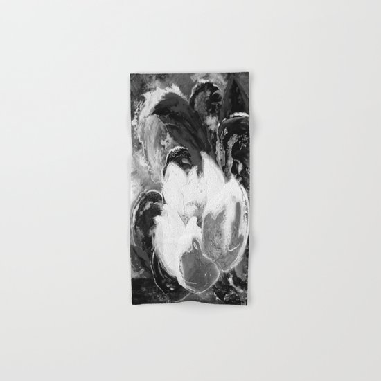 Purple Peonies in Gold with Red - Black and White Hand & Bath Towel