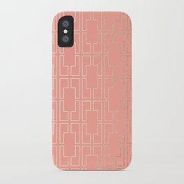 Simply Mid-Century in White Gold Sands on Salmon Pink iPhone Case | Graphicdesign, Deco, Art, 1950S, Yellow, Modern, Pink, Rectangle, Rectangular, Coral 