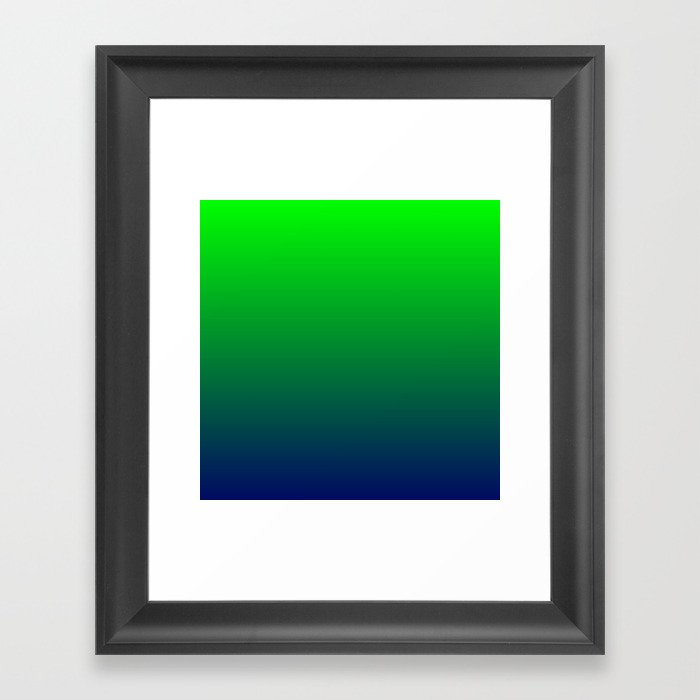 Modern Deep Green Blue Gradient Color Abstract Framed Art Print