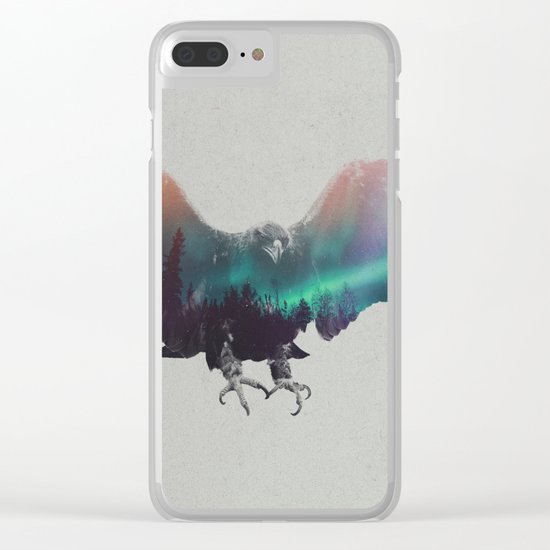 Eagle In The Aurora Borealis Clear iPhone Case