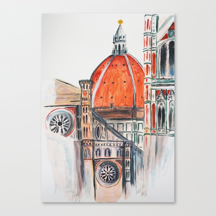 Florence Italy illustration, Firenze duomo Canvas Print