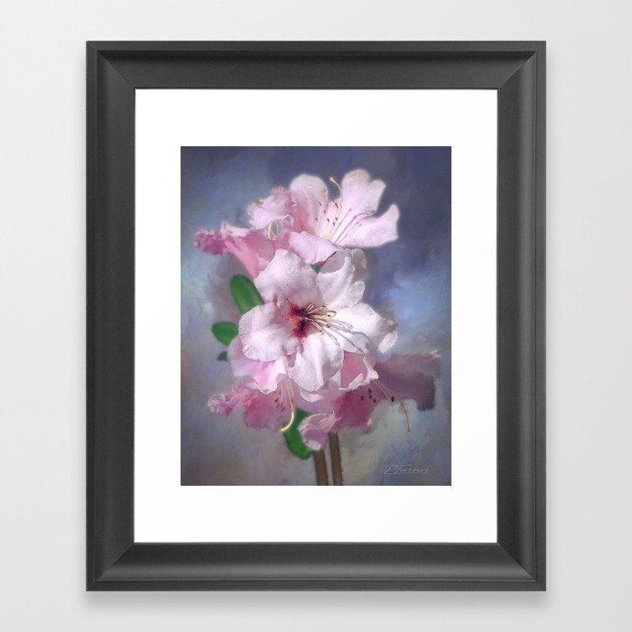 Pink Blossoms on Grey Framed Art Print