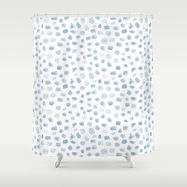 Baby blue watercolor spots - painted polka dots Shower Curtain