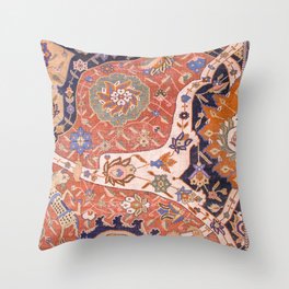 Arabesque Floral IV // 17th Century Rich Red Colors Interlaced Blue Bands Dragons Lions Pattern Rug Throw Pillow
