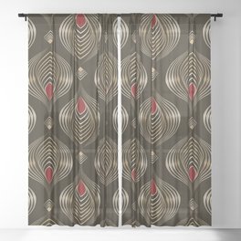 Seamless beautiful antique bronze pattern vintage ornament. Geometric background design, repeating texture.  Sheer Curtain