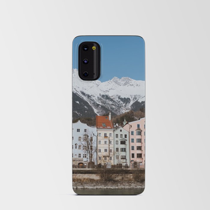 Pastel Houses & Snow mountains, Innsbruck, Austria | Europe Travel print home decor, fine art Android Card Case