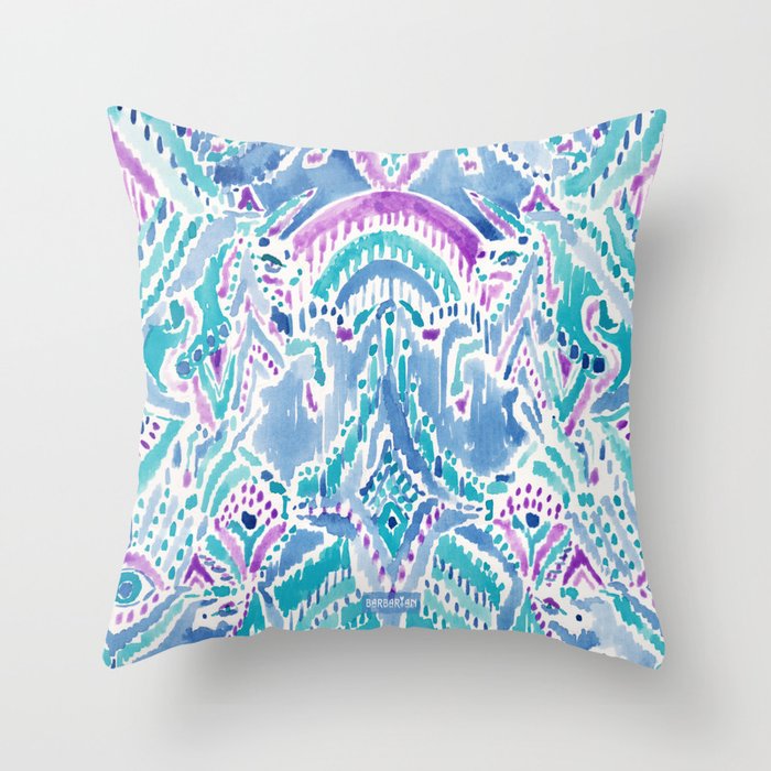 UNICORN DAYDREAMS Mythical Watercolor Tapestry Throw Pillow