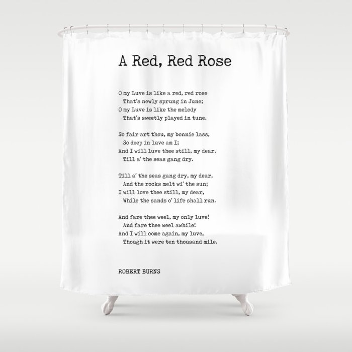 A Red, Red Rose - Robert Burns Poem - Literature - Typewriter Print 1 Shower Curtain