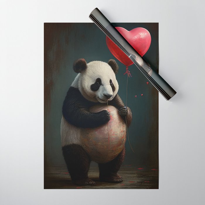 Panda - Be My Valentine - Animals In Love Artwork Wrapping Paper