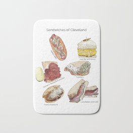Sandwiches of Cleveland Bath Mat | Digital, Pop Art, Painting, Ink, Cleveland, Sandwich, Deli, Watercolor, Melt, Luna 