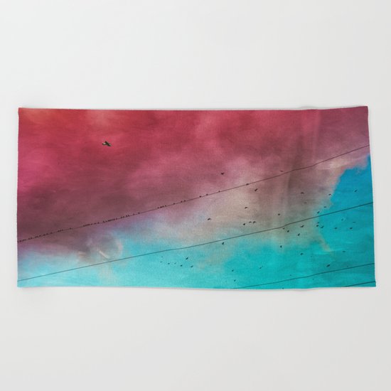 under a cotton candy cloud Beach Towel