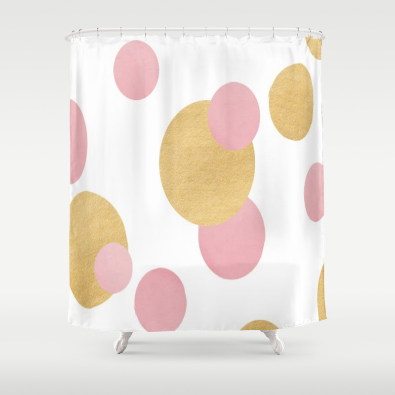 Pink Gold Polka Dots Shower Curtain By Ldor Society6