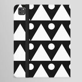 Dots & Triangles 2 - White & Black Abstract Repeat Vector Pattern Blackout Curtain iPad Folio Case