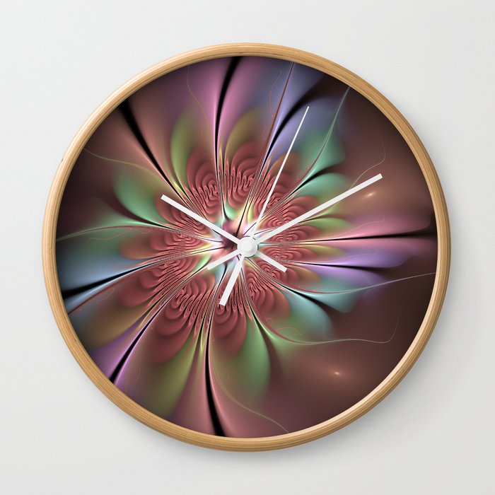 Abstract Fantasy Flower, Fractal Art Wall Clock